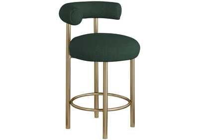 Image for Bordeaux Green Boucle Fabric Stool Set of 2