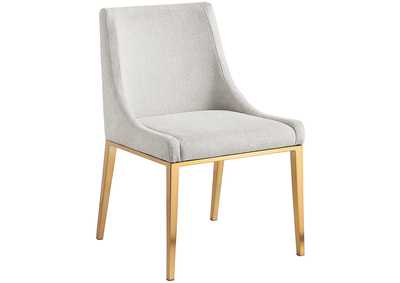 Haines Beige Linen Textured Polyester Fabric Dining Chair Set of 2