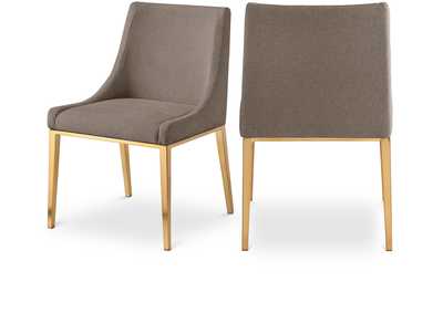 Haines Brown Linen Textured Polyester Fabric Dining Chair Set of 2