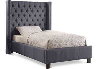 Ashton Grey Linen Textured Twin Bed