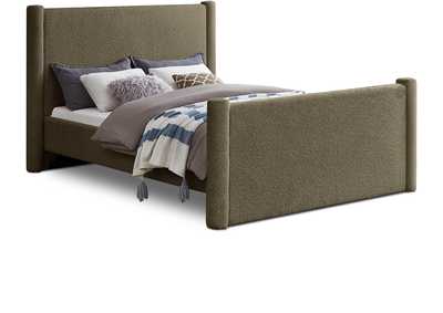 Image for Elias Olive Green Boucle Fabric King Bed