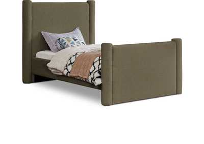 Image for Elias Olive Green Boucle Fabric Twin Bed