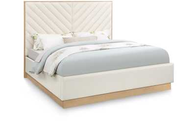 Image for Casa Cream Faux Leather King Bed (3 Boxes)