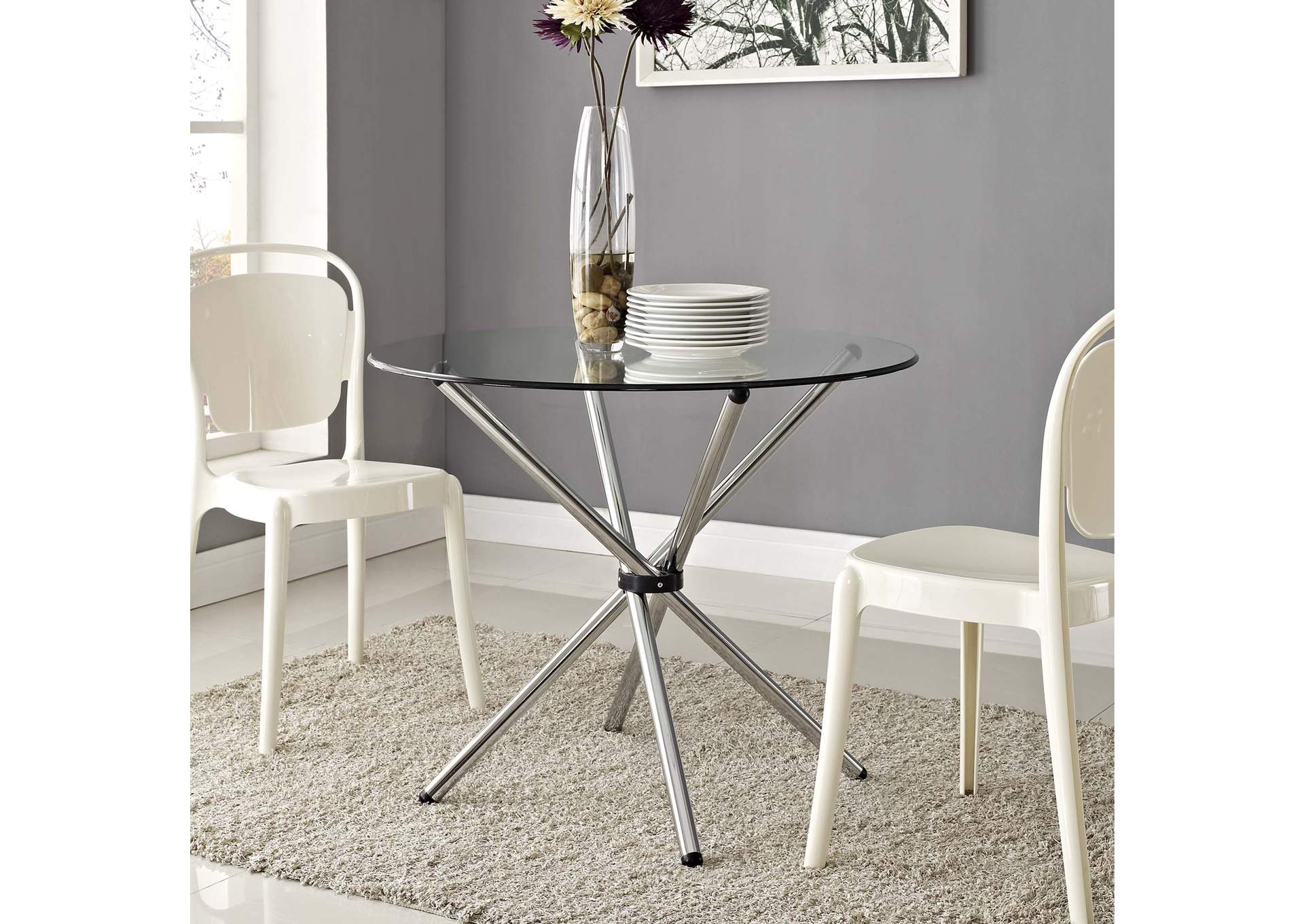 Clear Baton Round Dining Table,Modway