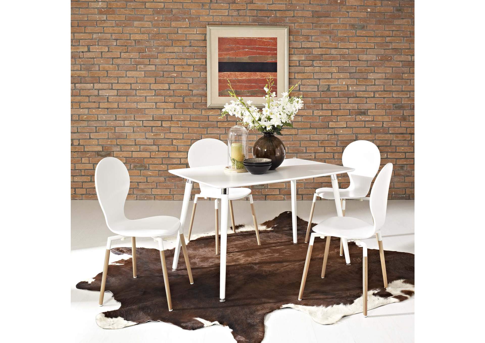 White Lode Rectangle Wood Dining Table,Modway