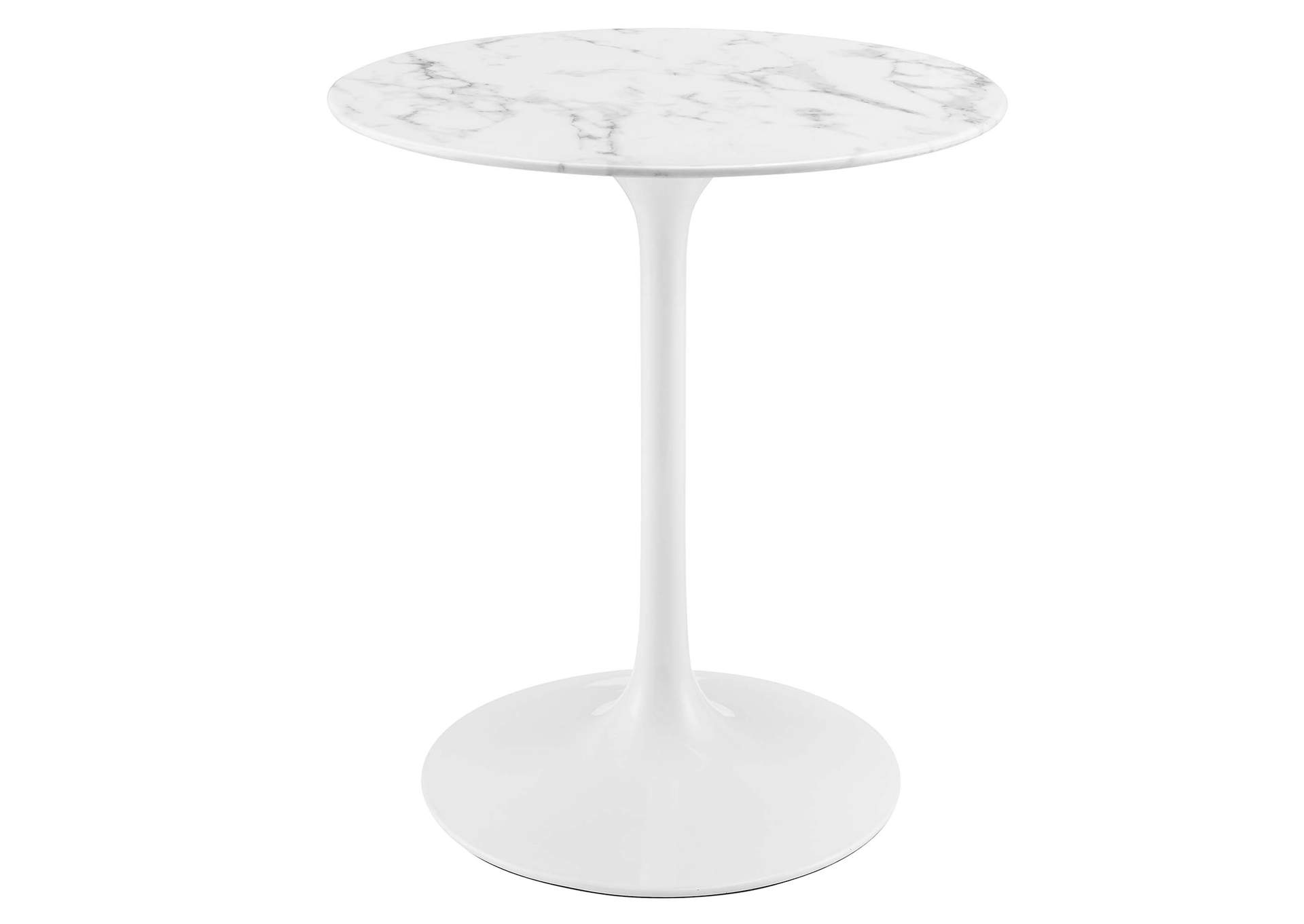 White Lippa 28" Round Artificial Marble Dining Table,Modway