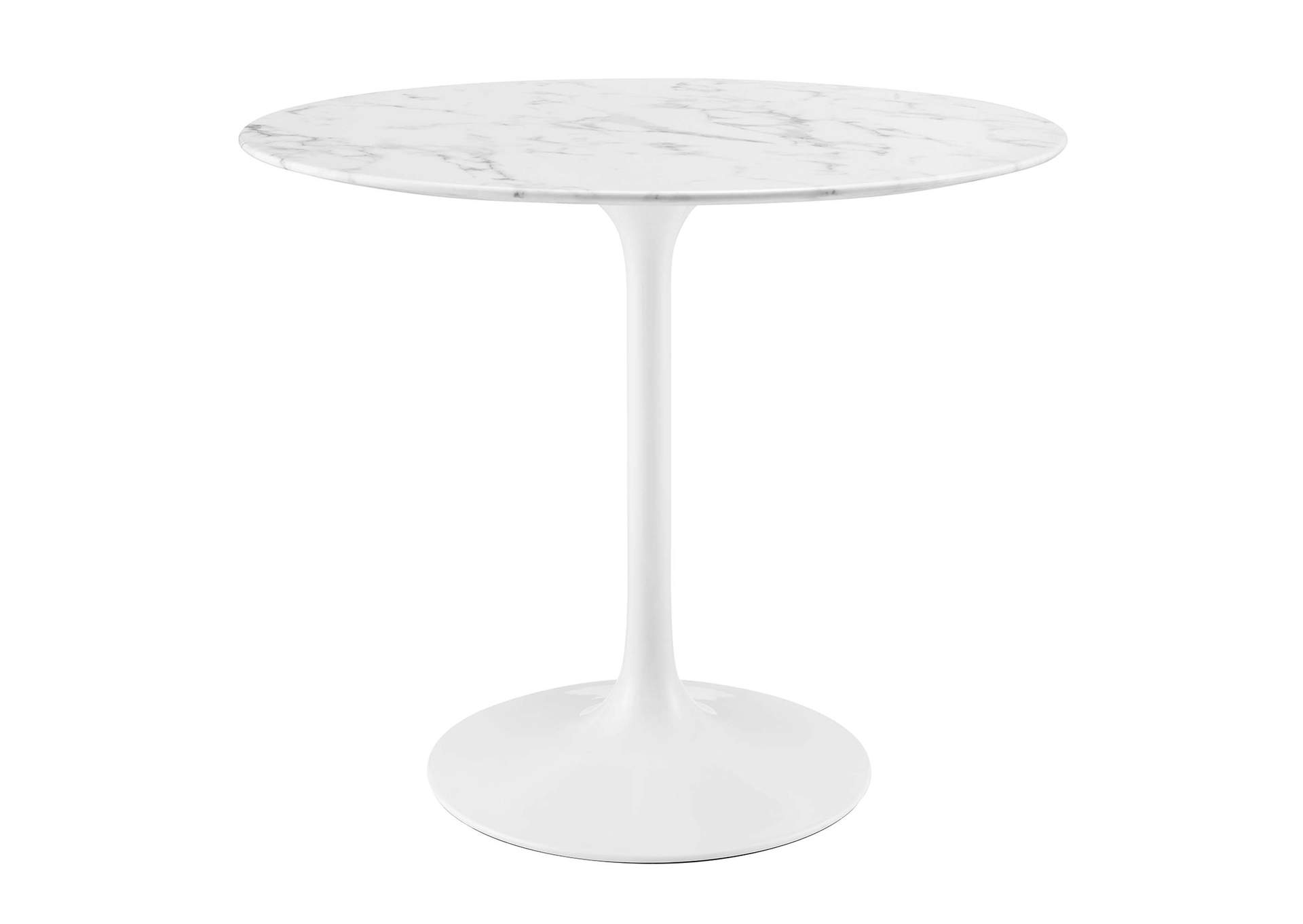 White Lippa 36" Round Artificial Marble Dining Table,Modway