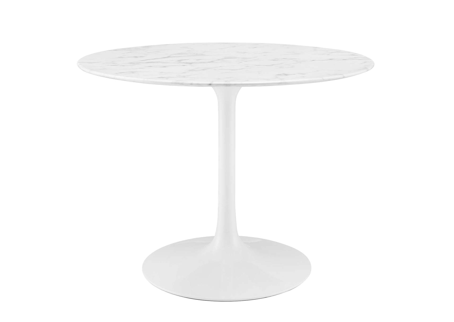 White Lippa 40" Round Artificial Marble Dining Table,Modway