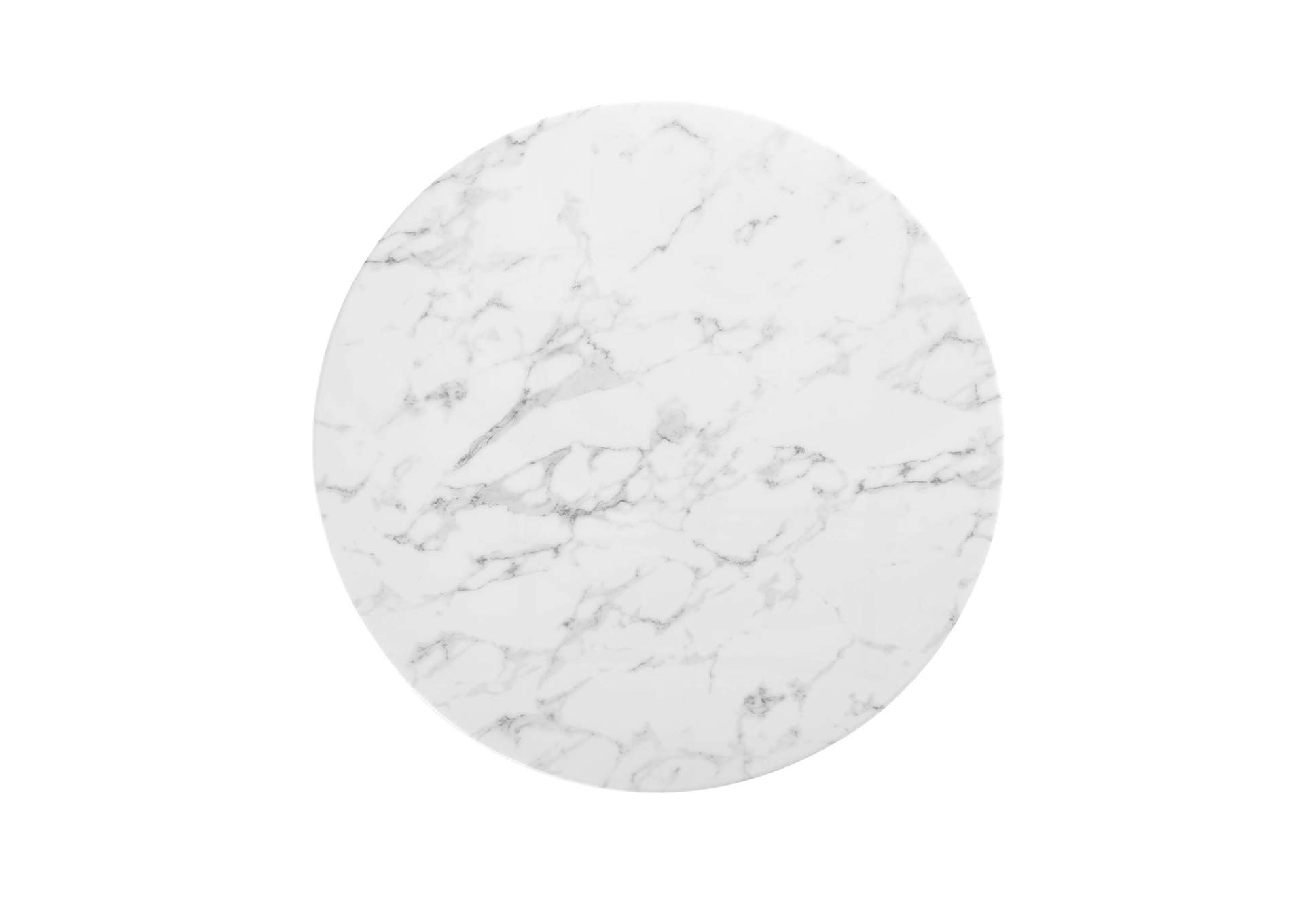 White Lippa 40" Round Artificial Marble Dining Table,Modway