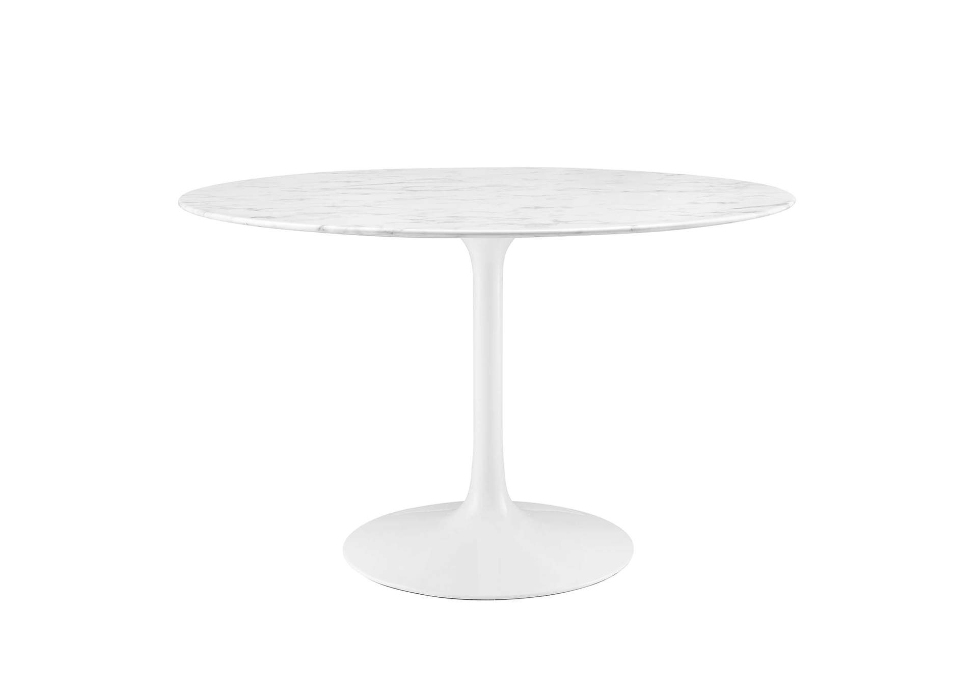 White Lippa 47" Round Artificial Marble Dining Table,Modway