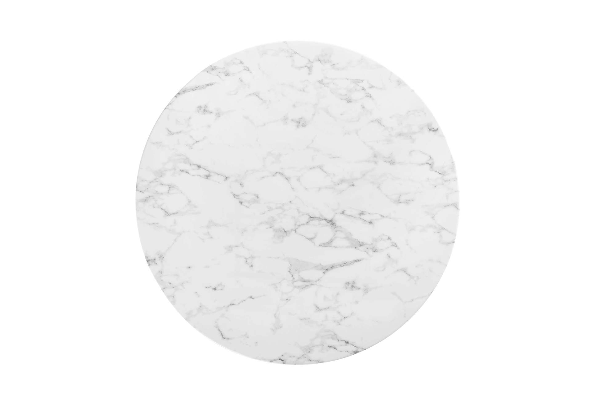 White Lippa 47" Round Artificial Marble Dining Table,Modway