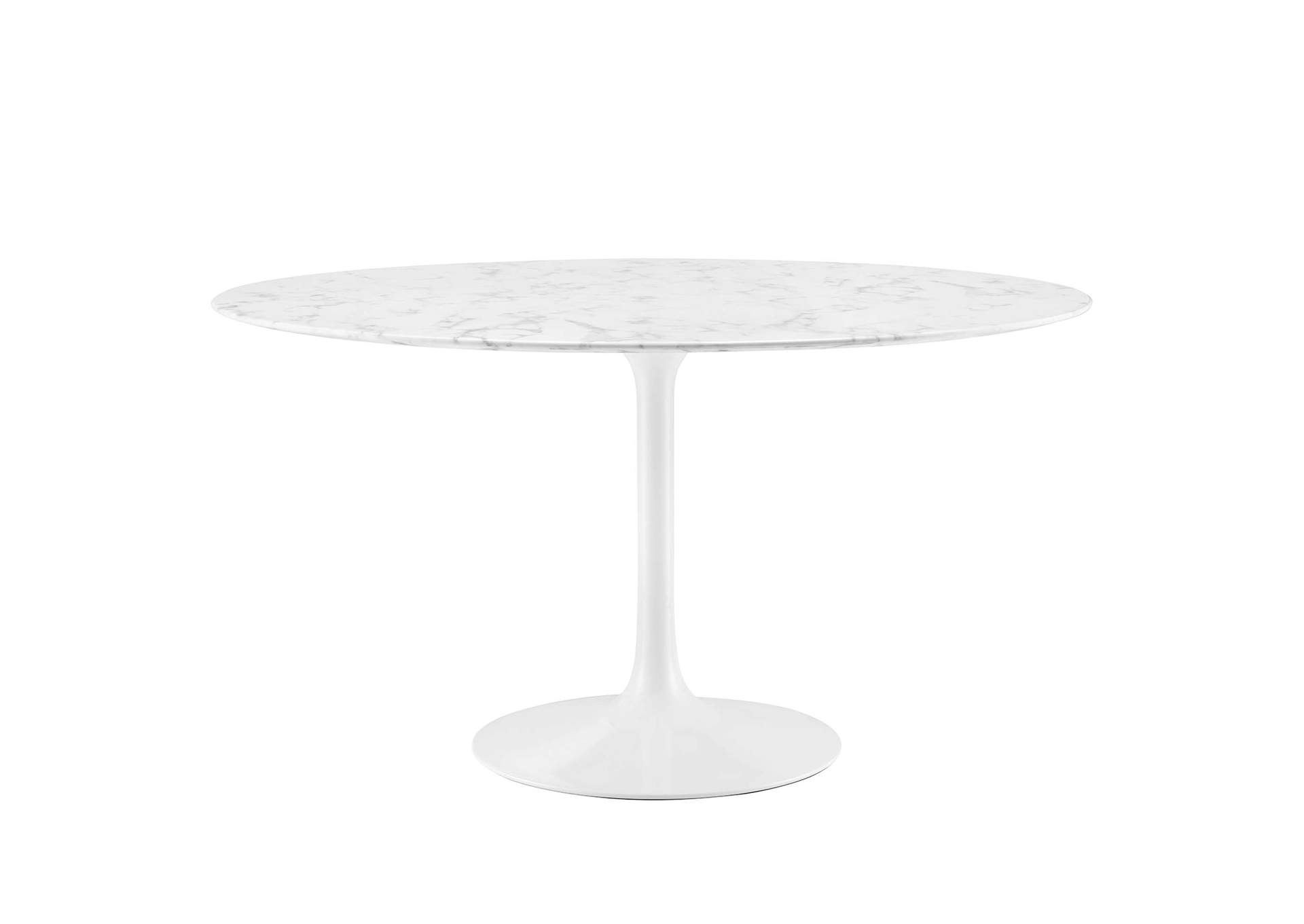 White Lippa 54" Round Artificial Marble Dining Table,Modway