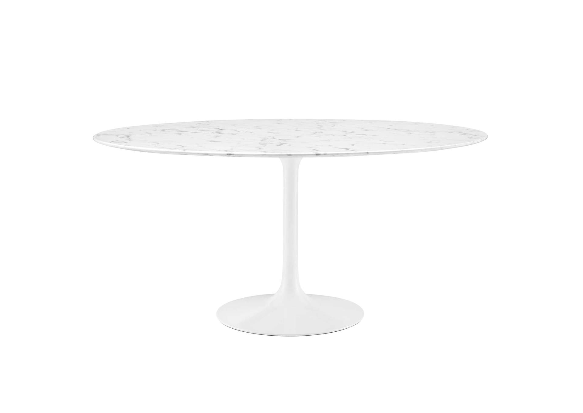 White Lippa 60" Round Artificial Marble Dining Table,Modway