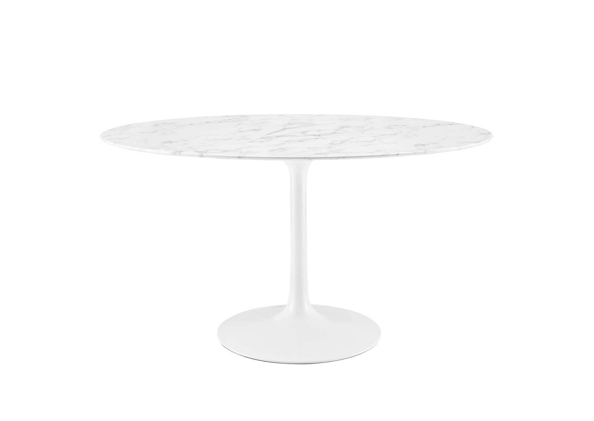 White Lippa 54" Oval Artificial Marble Dining Table,Modway