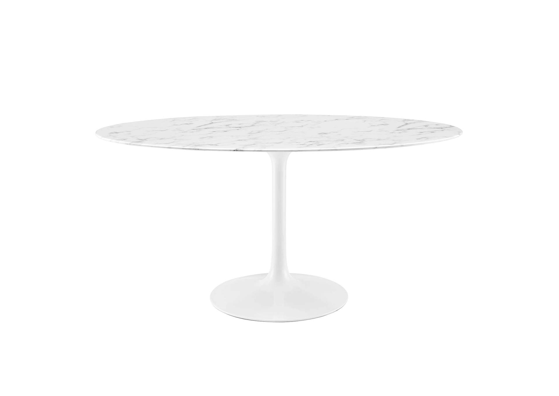 White Lippa 60" Oval Artificial Marble Dining Table,Modway