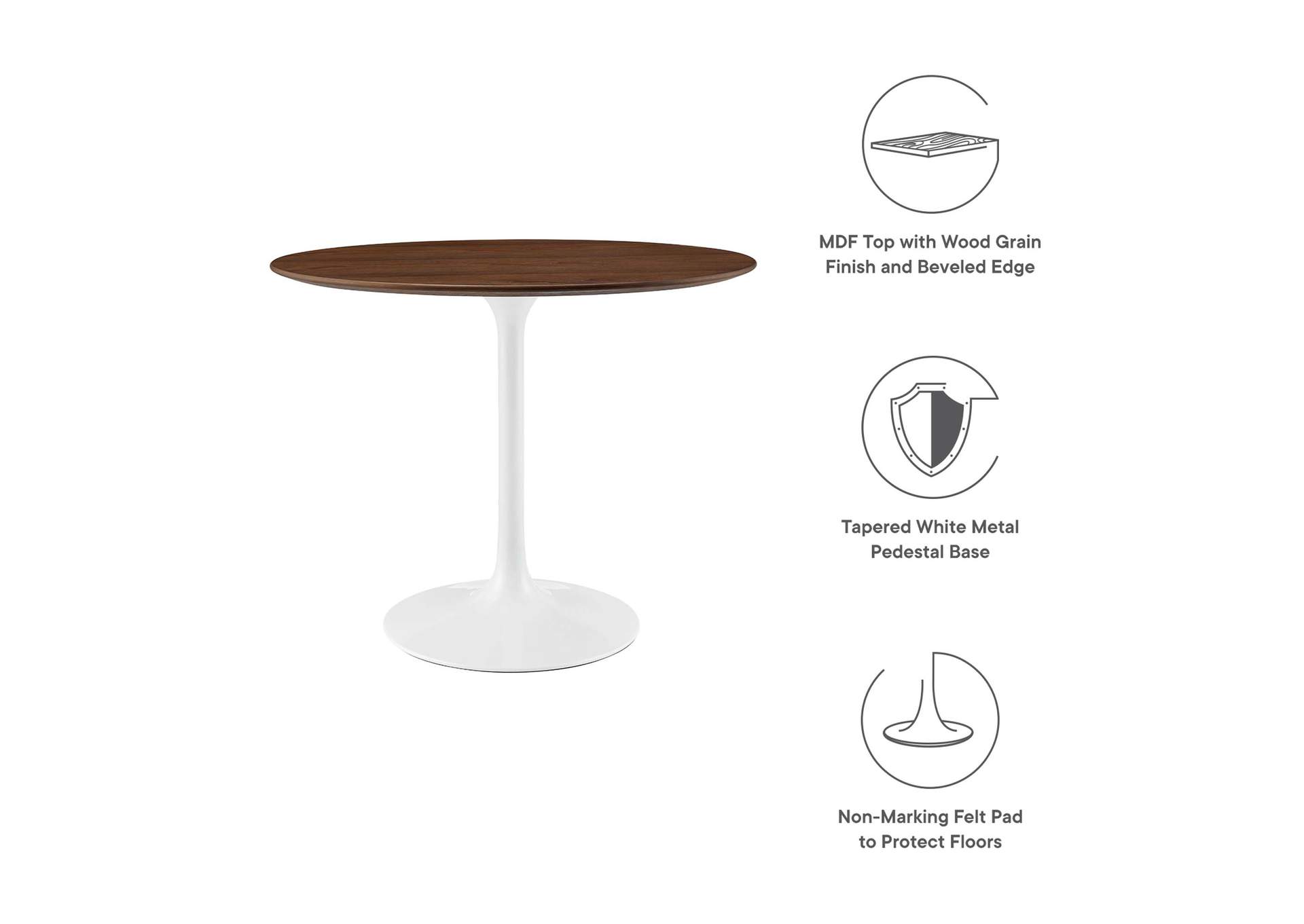 Walnut Lippa 36" Round Walnut Dining Table,Modway