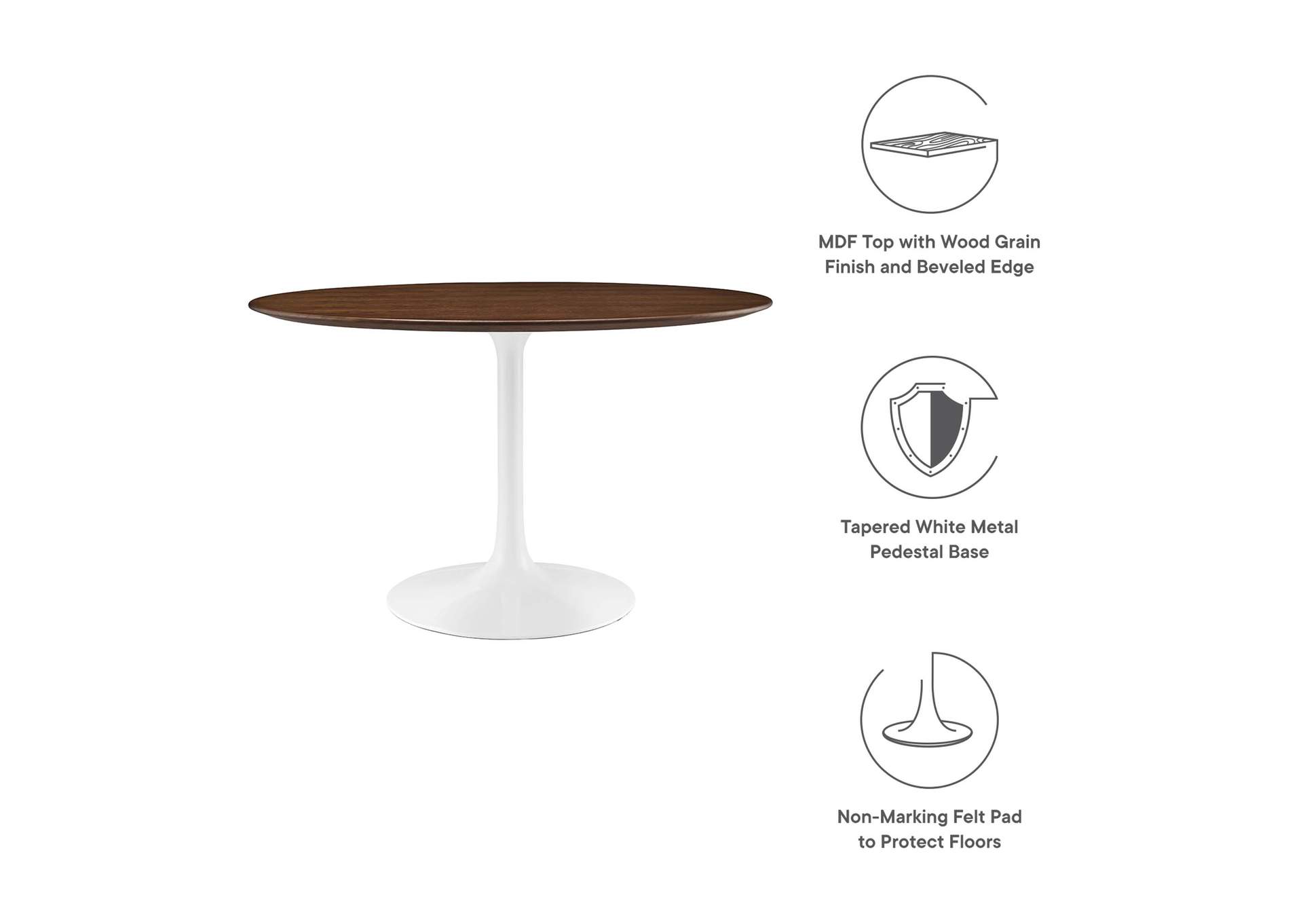 Walnut Lippa 47" Round Walnut Dining Table,Modway