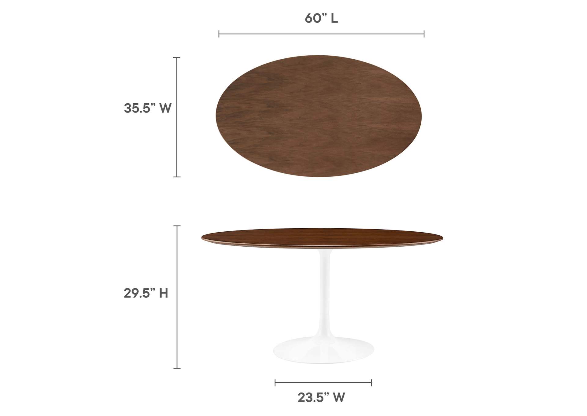 Walnut Lippa 60" Oval Walnut Dining Table,Modway