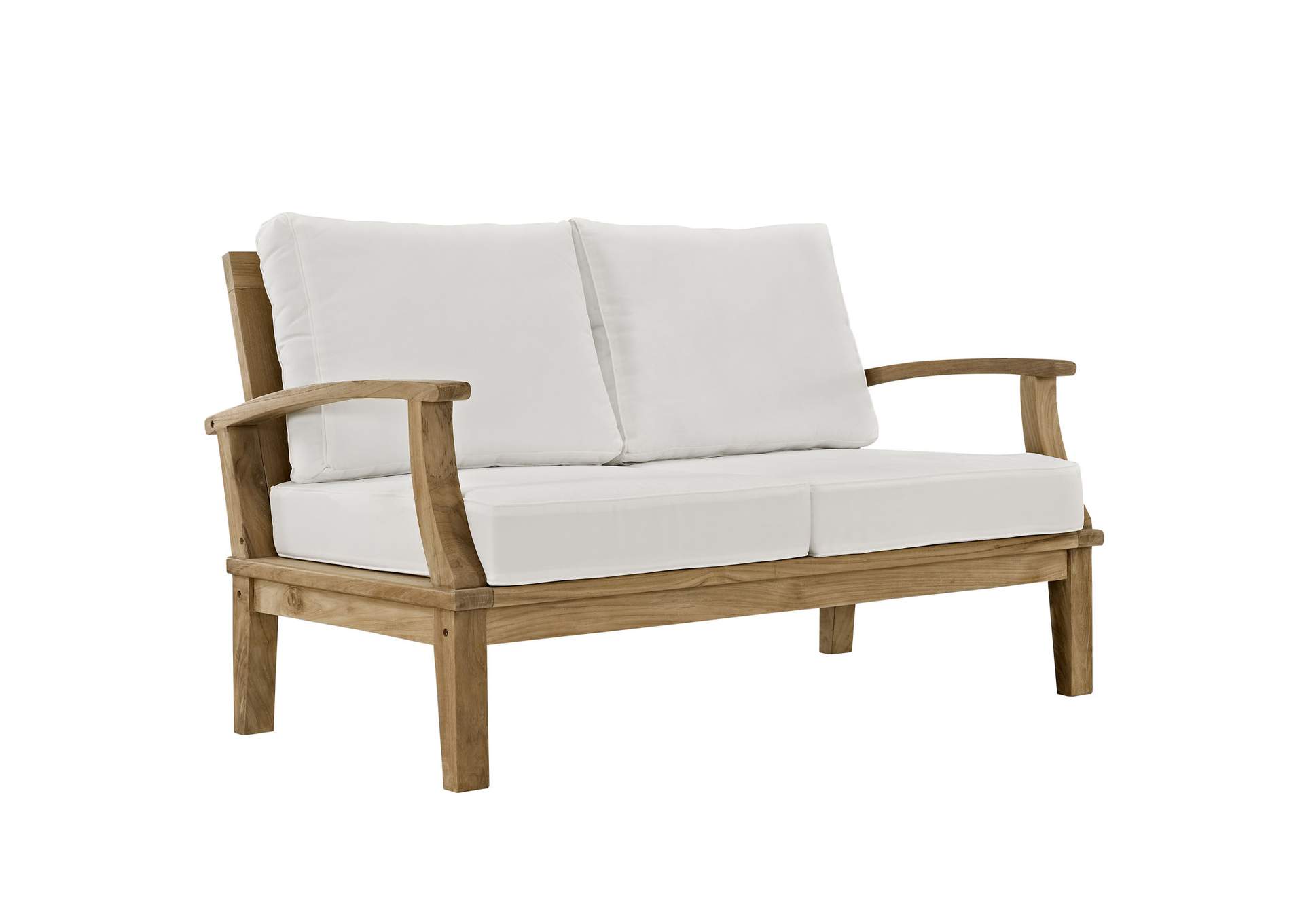 Natural White Marina Outdoor Patio Teak Loveseat,Modway