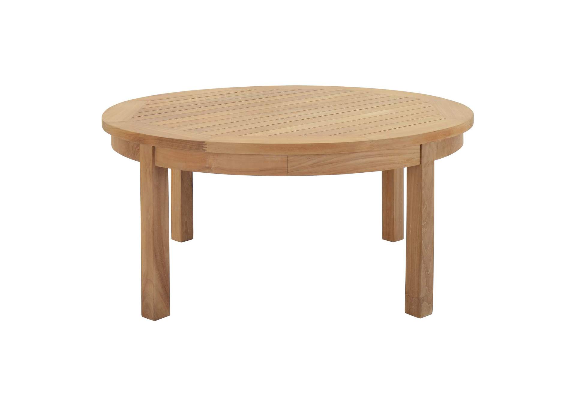 Natural Marina Outdoor Patio Teak Round Coffee Table,Modway