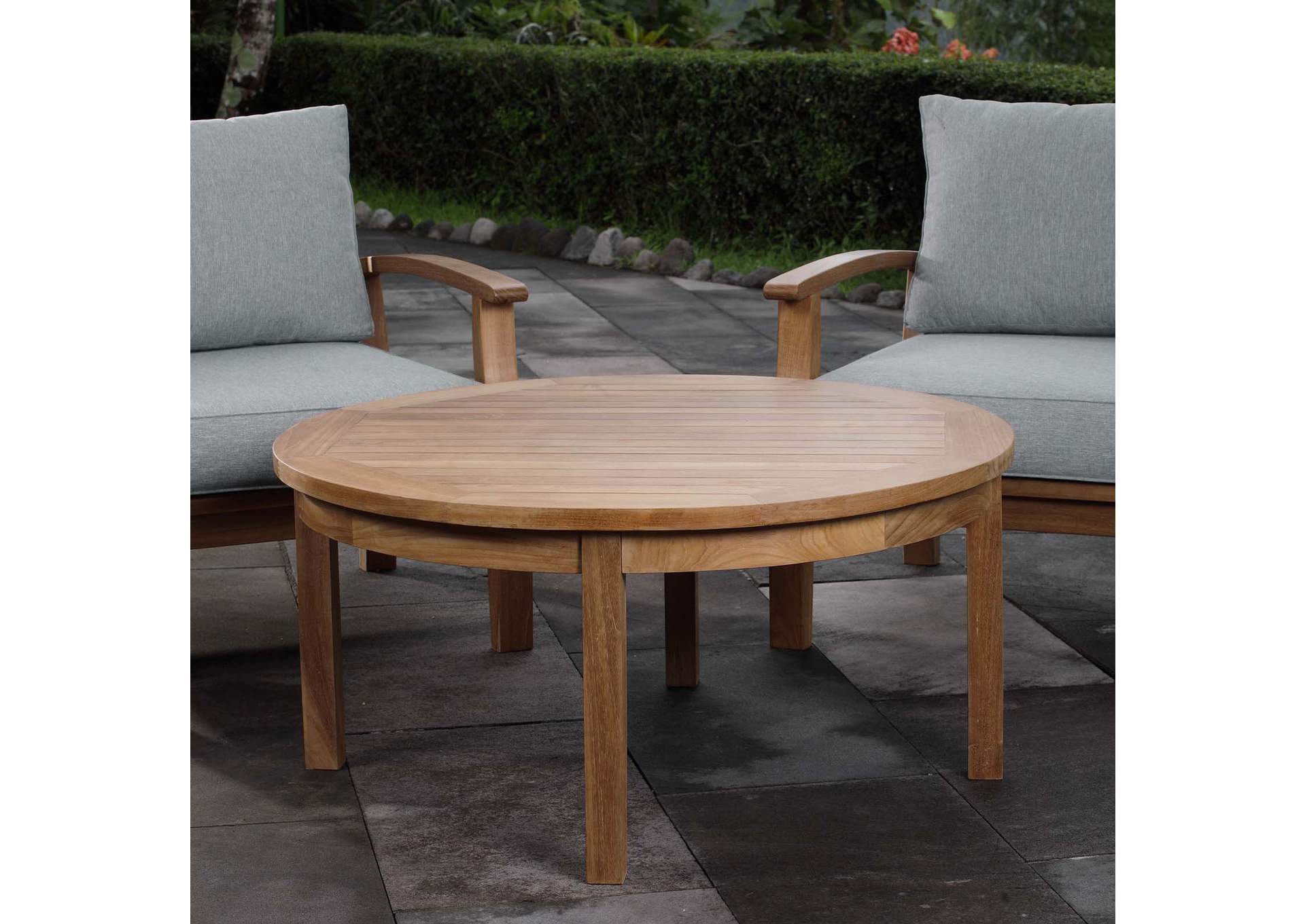 Natural Marina Outdoor Patio Teak Round Coffee Table,Modway