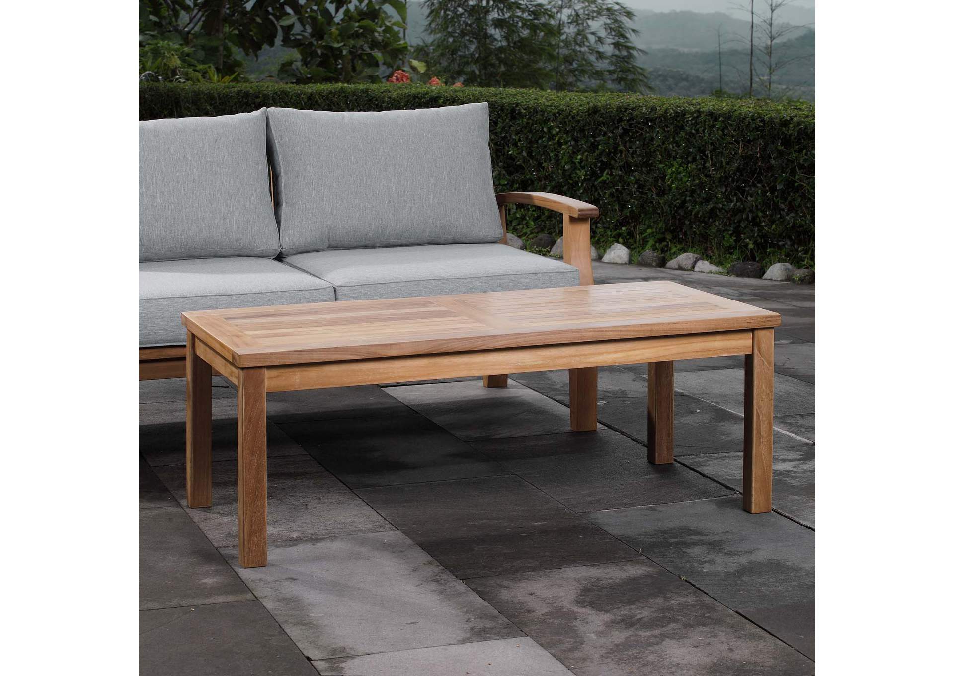 Natural Marina Outdoor Patio Teak Rectangle Coffee Table,Modway