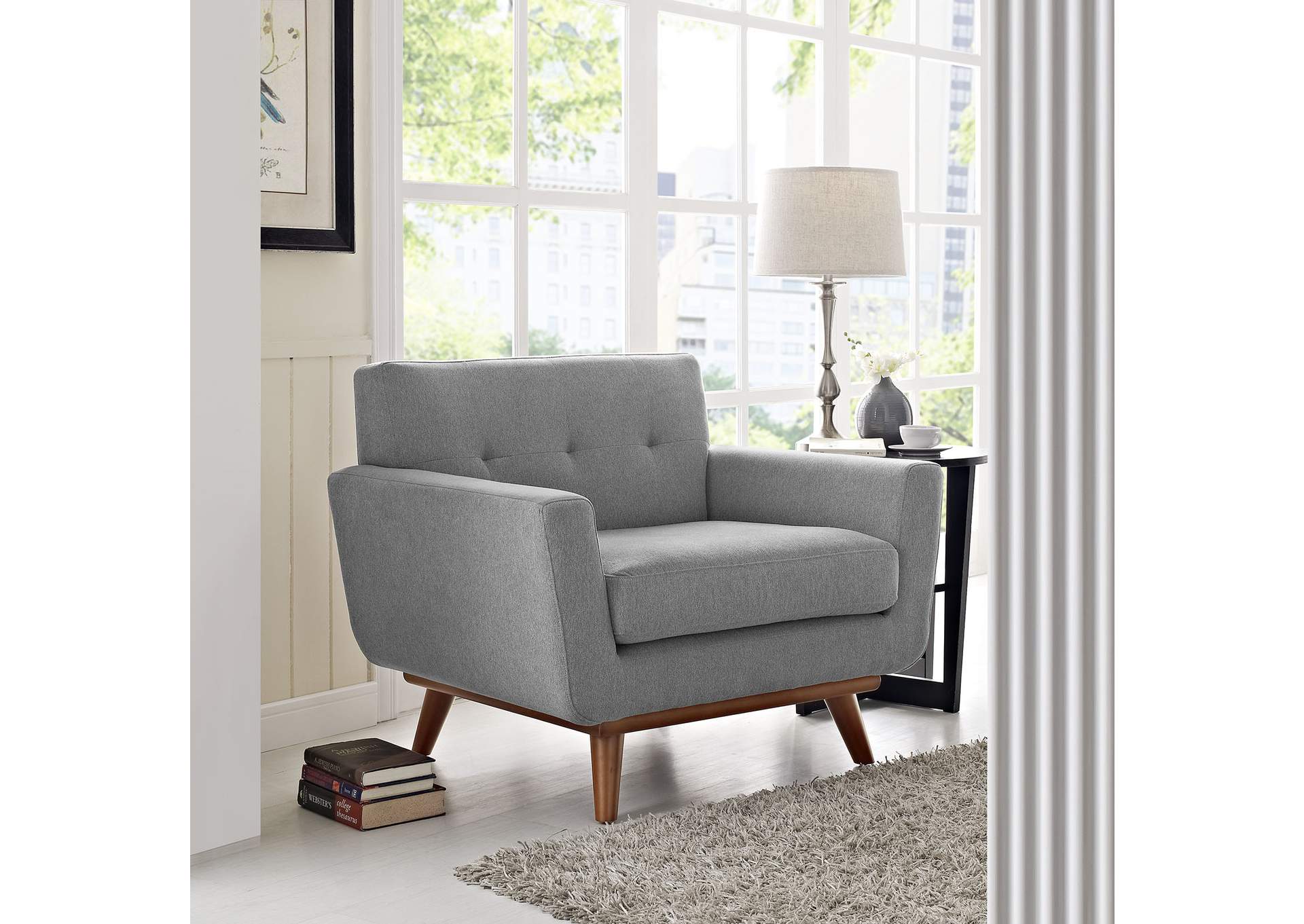 Expectation Gray Engage Upholstered Fabric Arm Chair,Modway