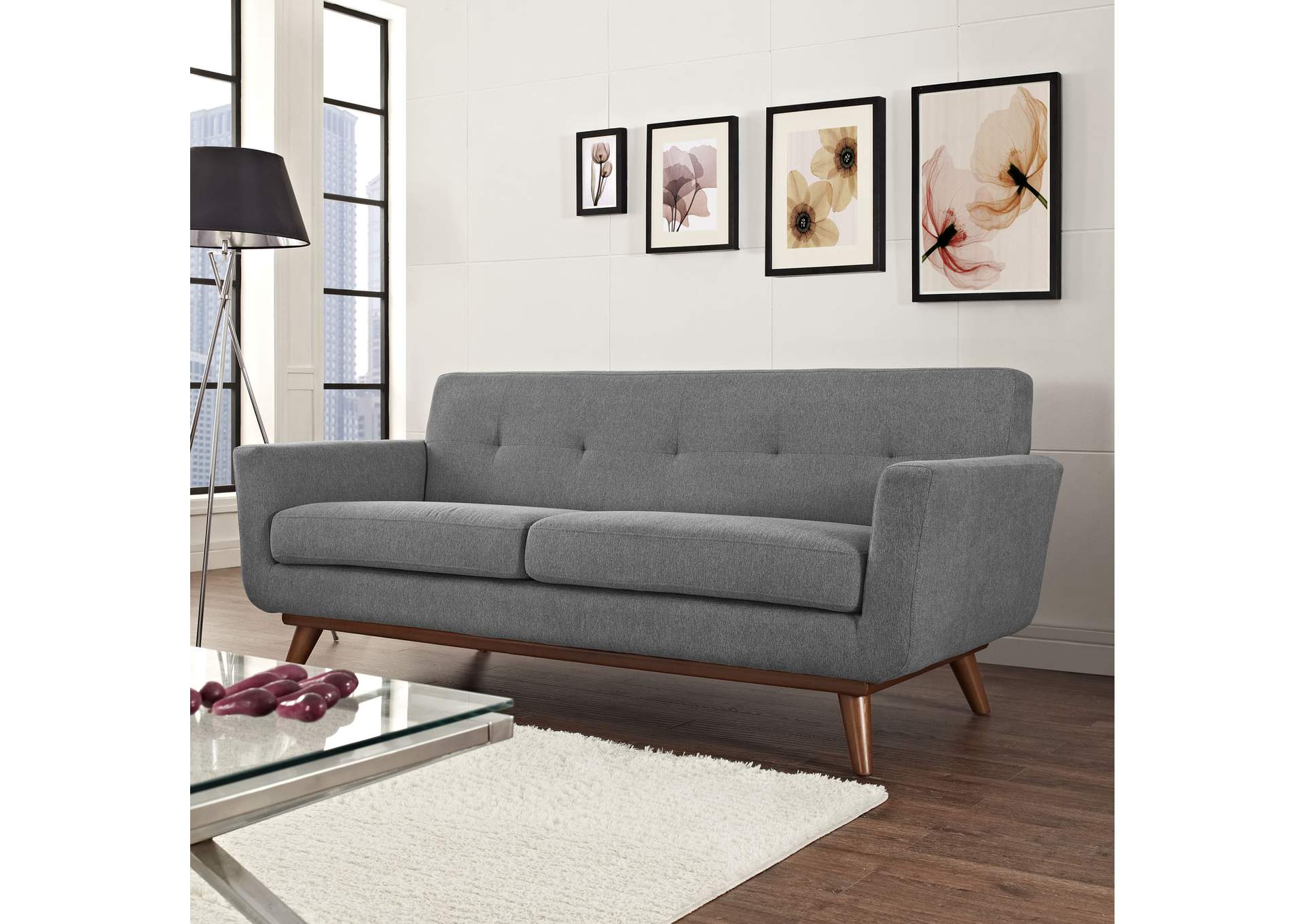 Expectation Gray Engage Upholstered Fabric Loveseat,Modway