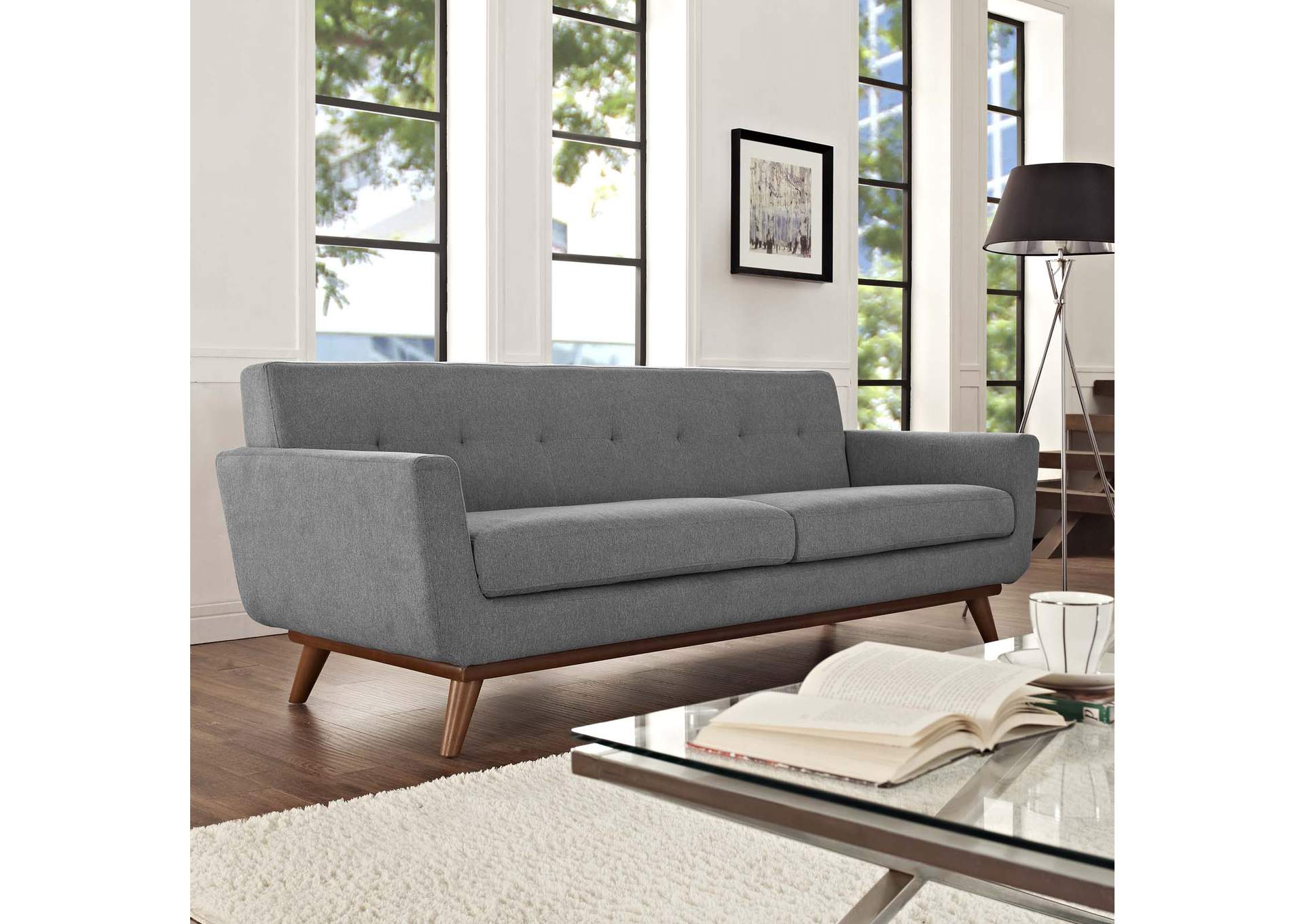 Expectation Gray Engage Upholstered Fabric Sofa,Modway