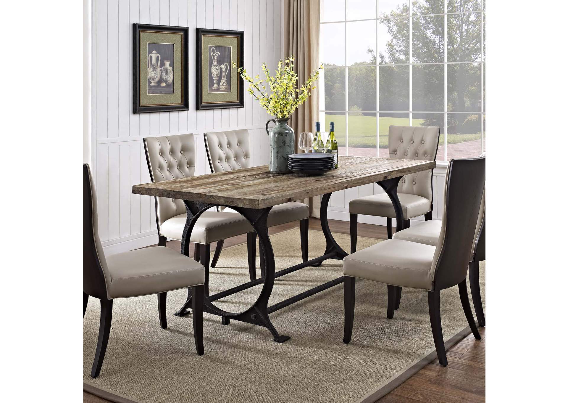 Brown Effuse Rectangle Wood Top Dining Table,Modway