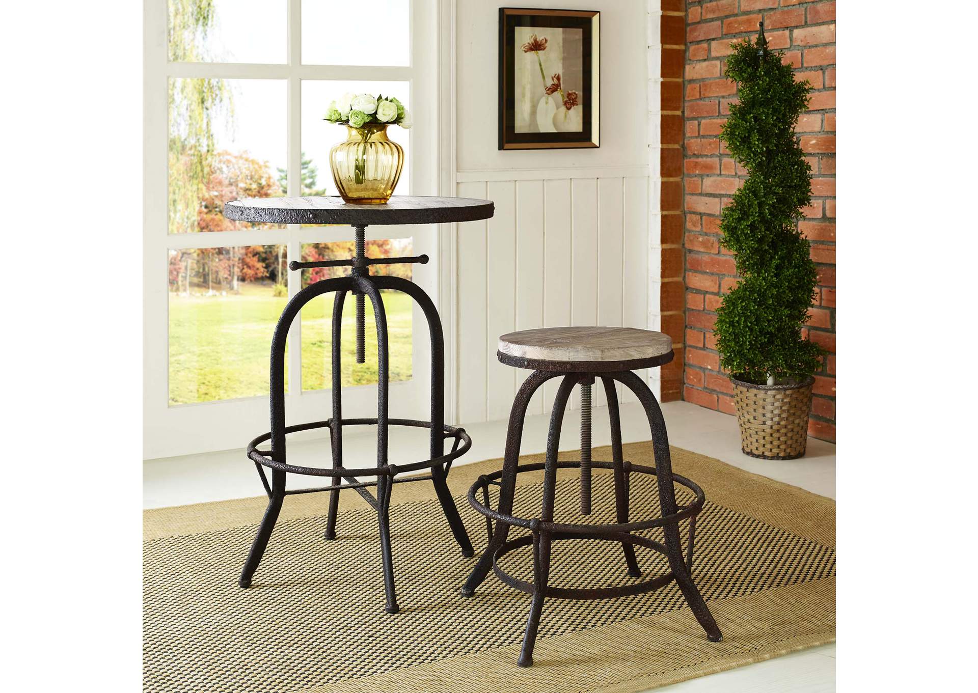 Brown Collect Wood Top Bar Stool,Modway