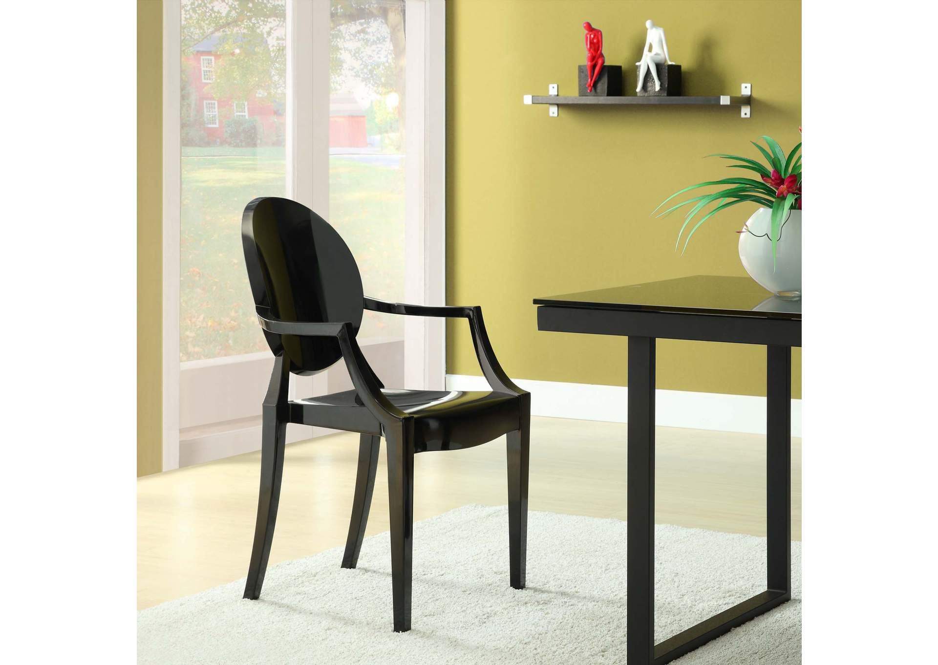 Black Casper Arm Dining Chair,Modway