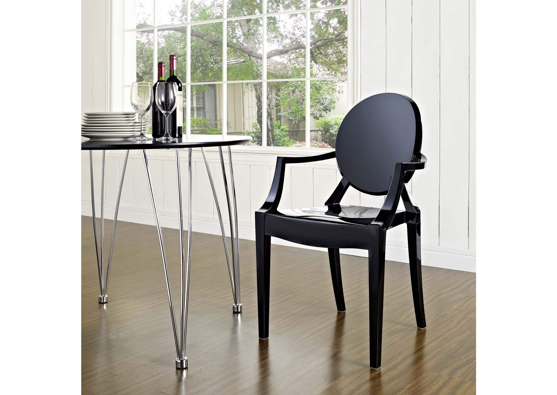 Black Casper Arm Dining Chair,Modway