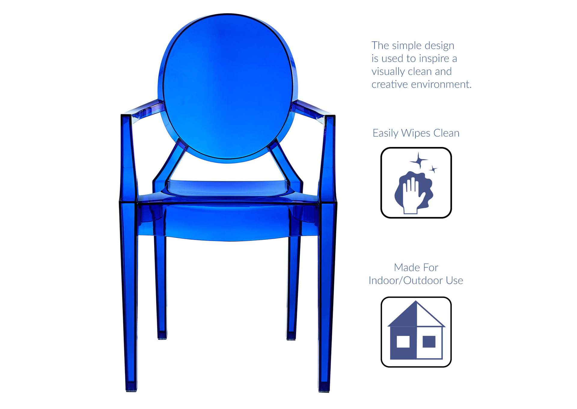 Blue Casper Arm Dining Chair,Modway