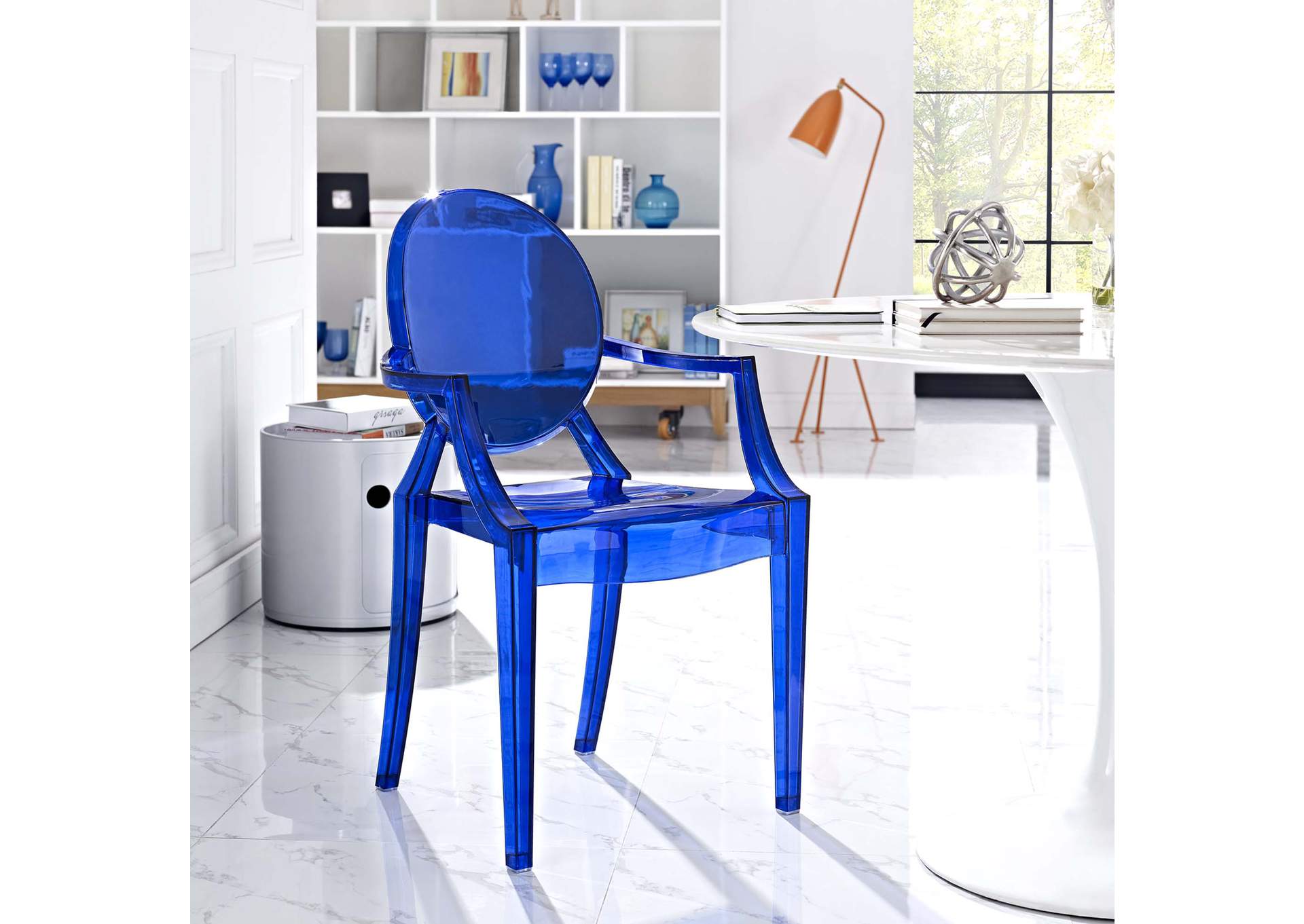 Blue Casper Arm Dining Chair,Modway