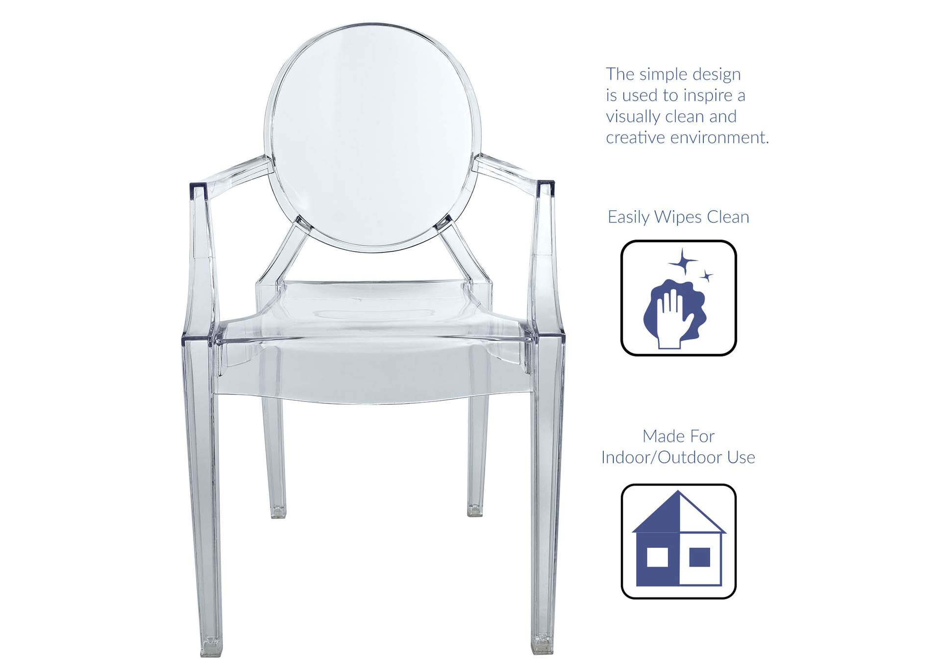 Clear Casper Arm Dining Chair,Modway