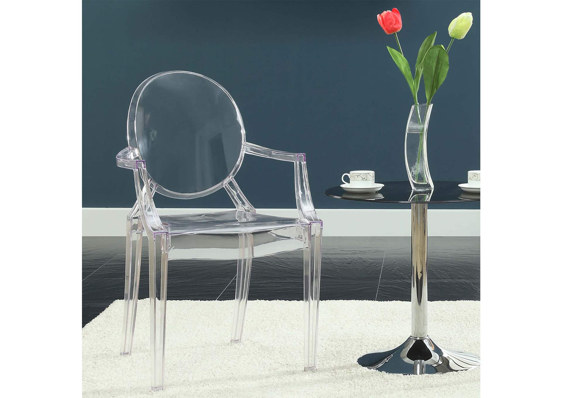 Clear Casper Arm Dining Chair,Modway