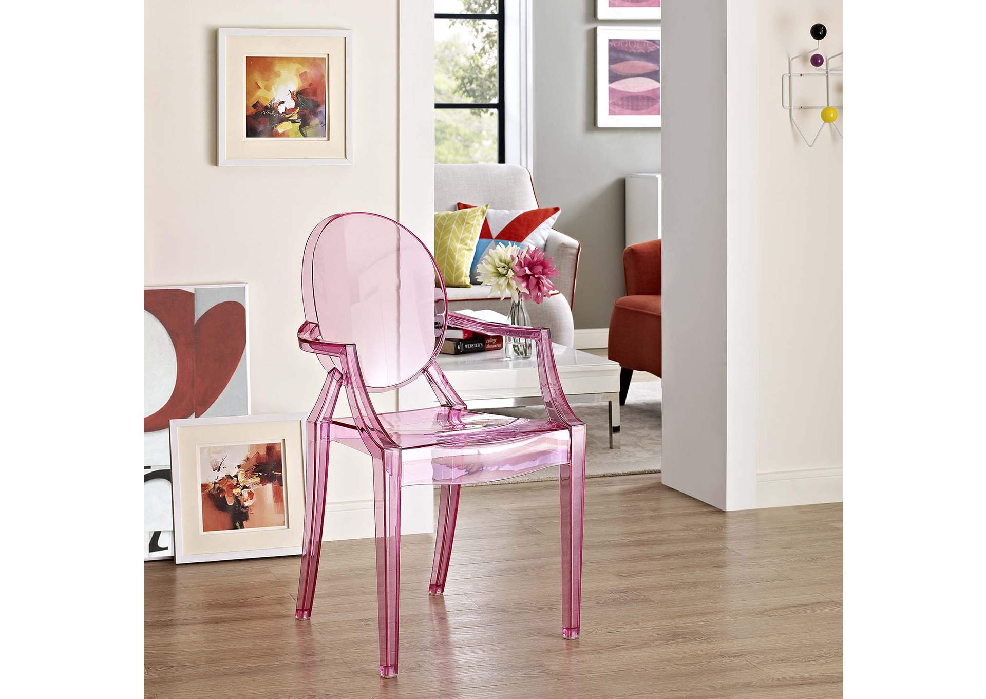 Pink Casper Arm Dining Chair,Modway