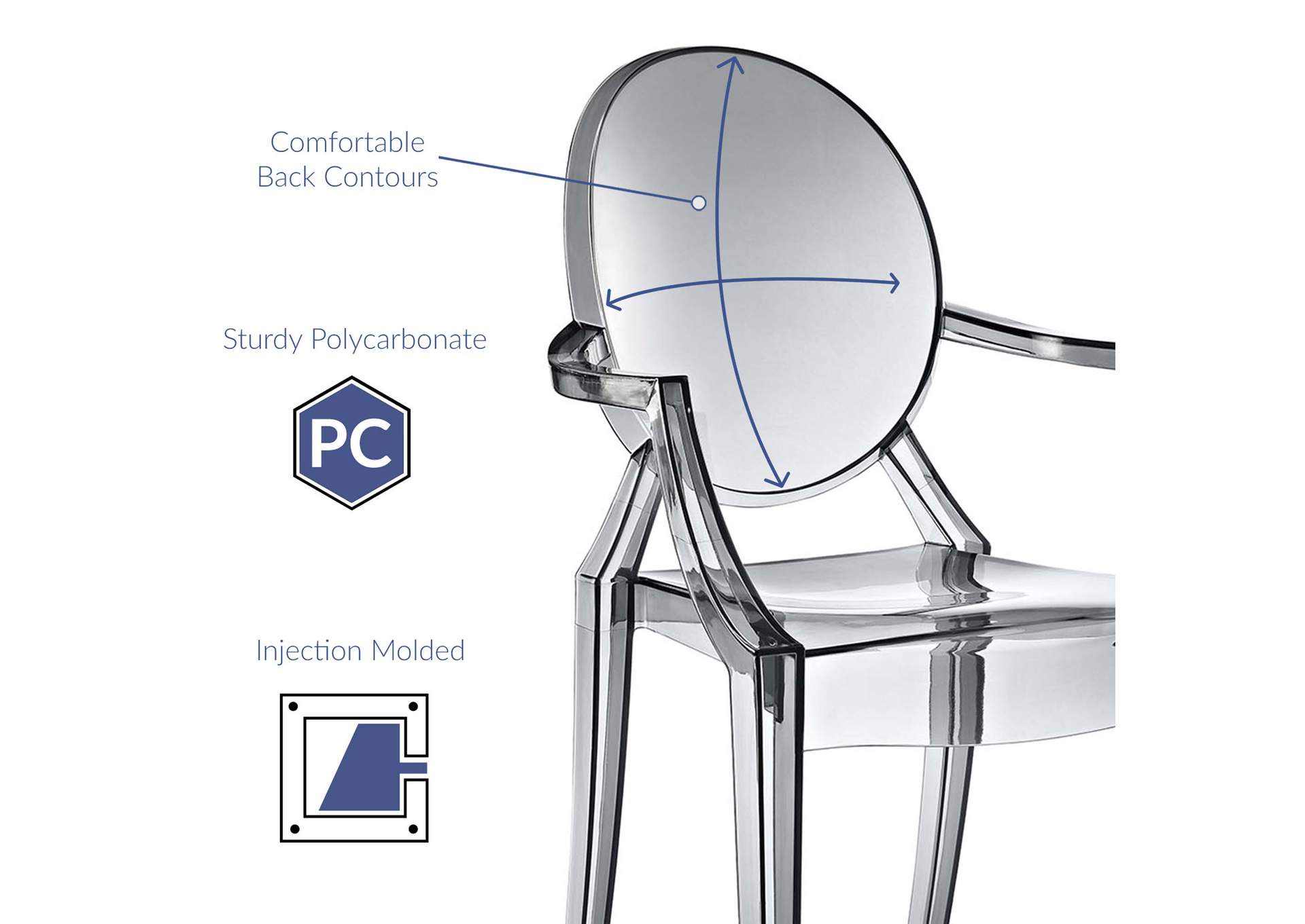 Smoke Casper Arm Dining Chair,Modway