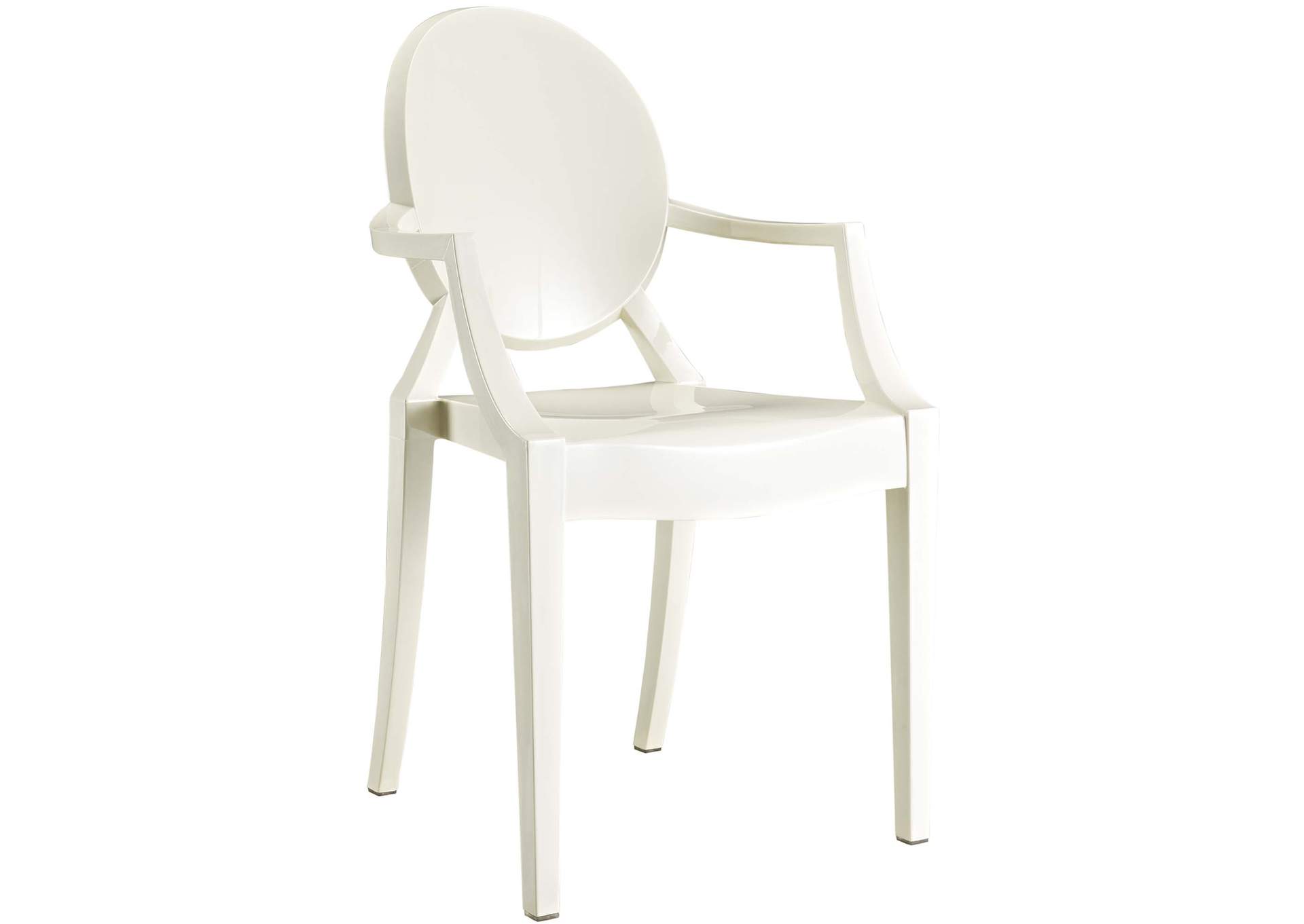 White Casper Arm Dining Chair,Modway