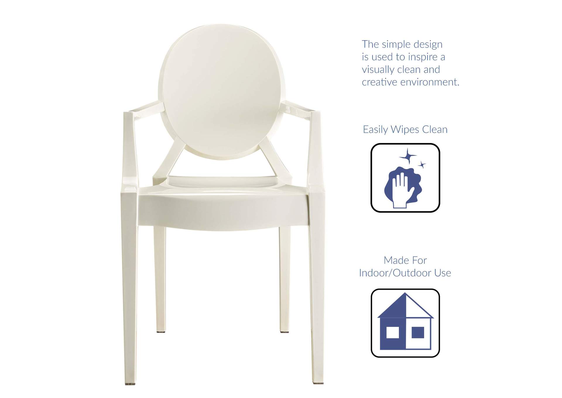 White Casper Arm Dining Chair,Modway