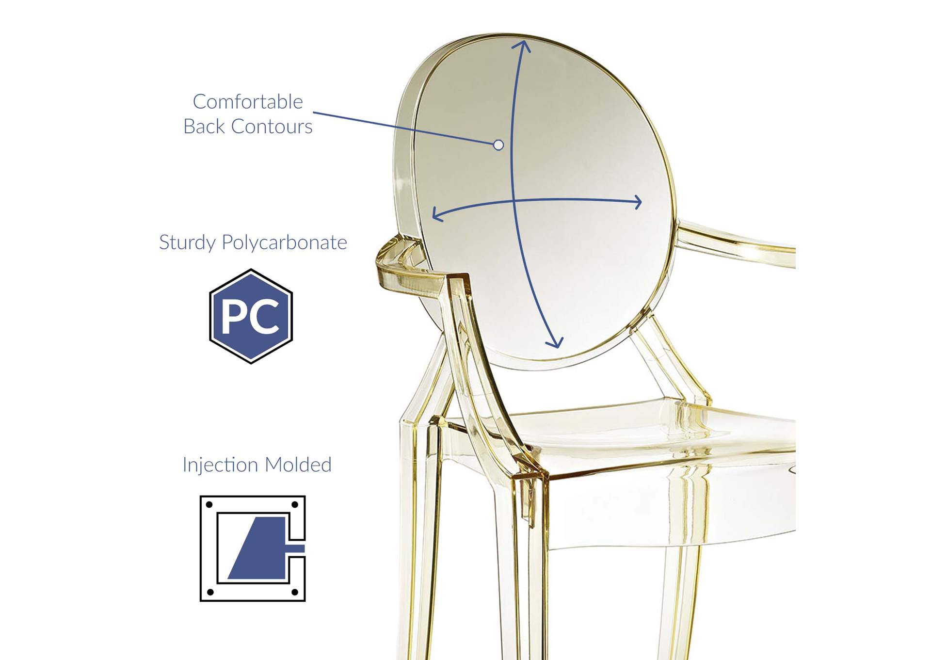 Yellow Casper Arm Dining Chair,Modway