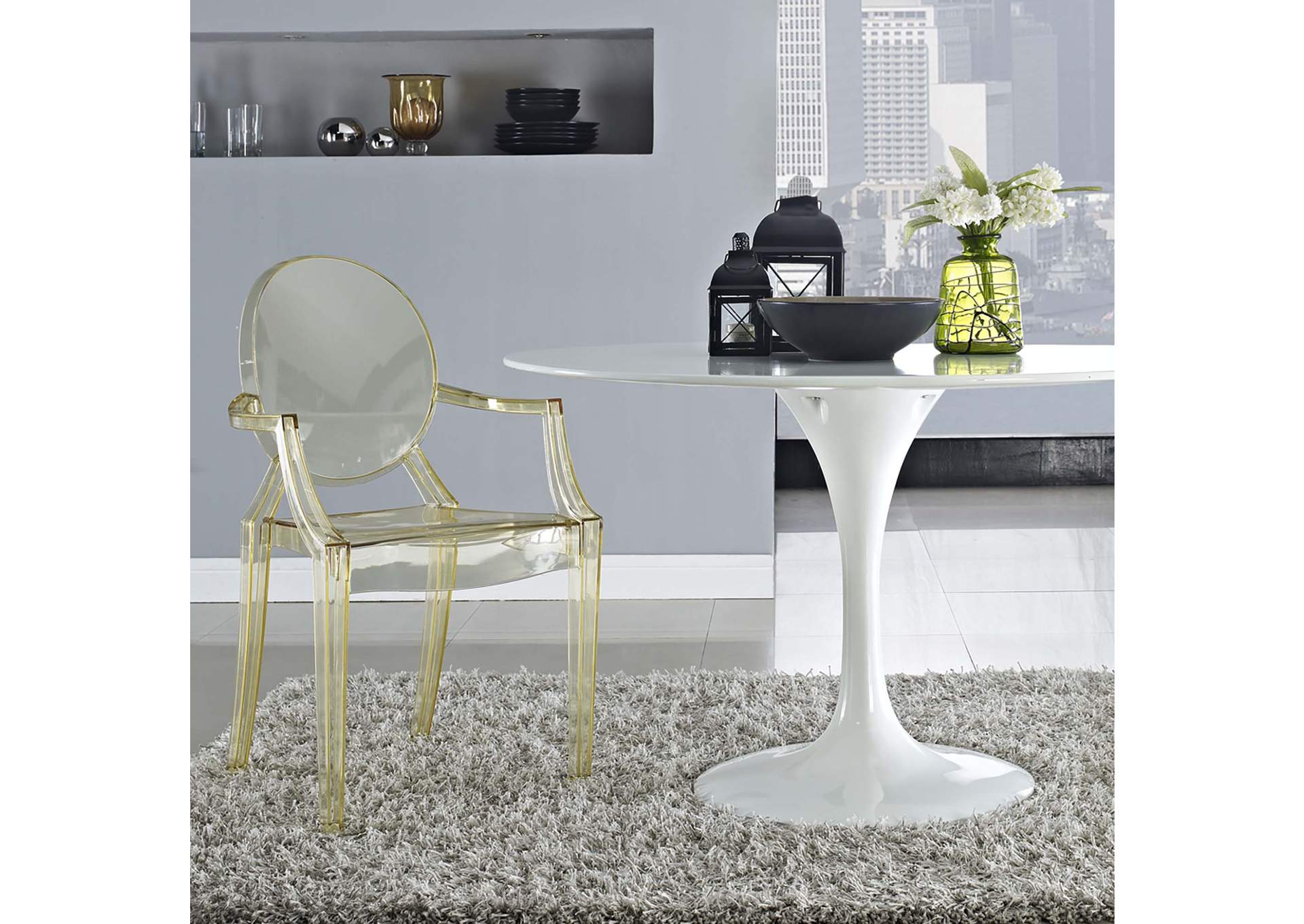 Yellow Casper Arm Dining Chair,Modway