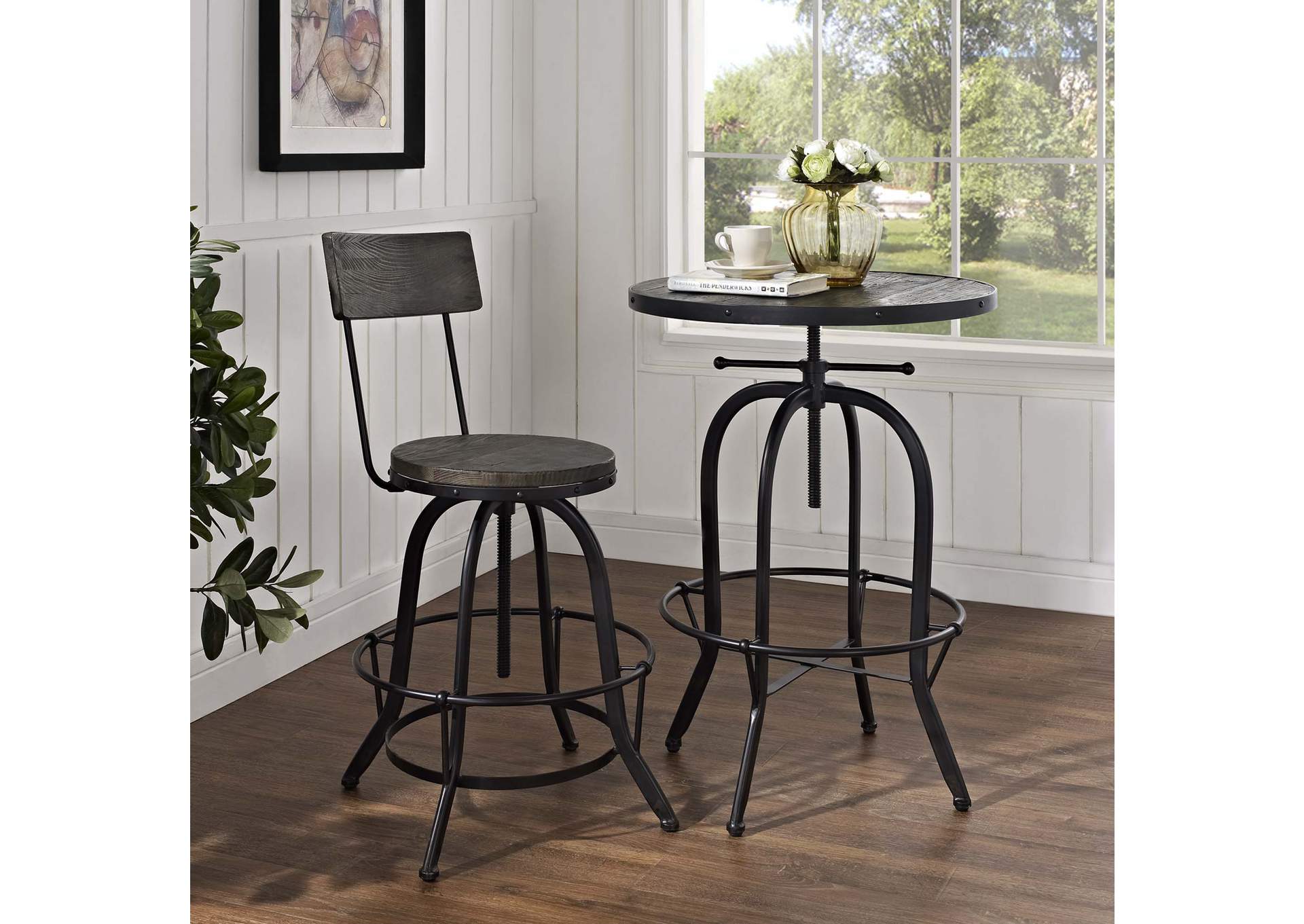 Black Procure Wood Bar Stool,Modway