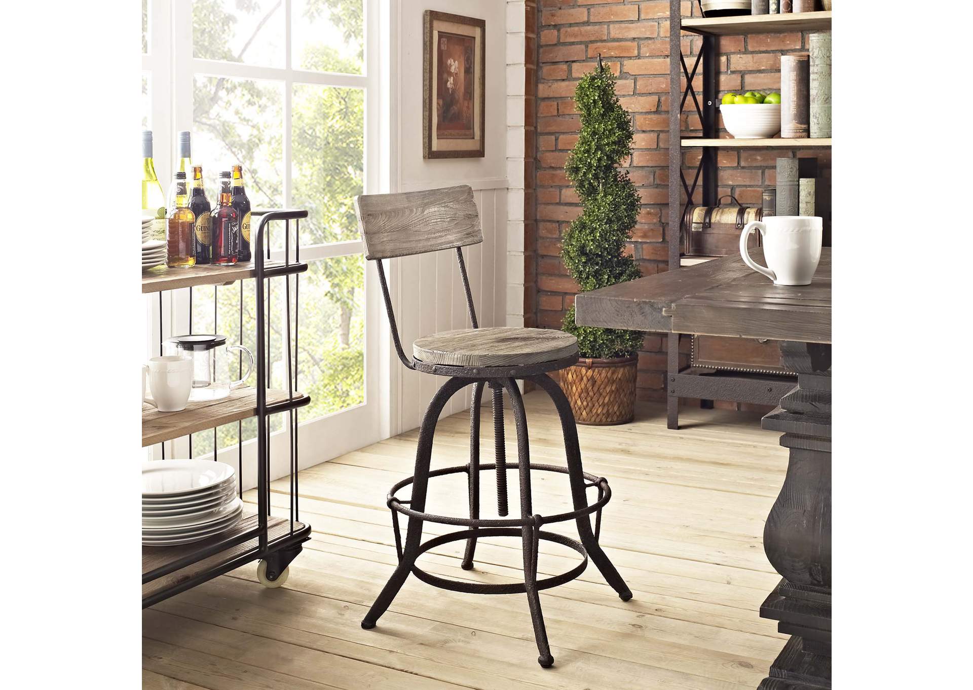 Brown Procure Wood Bar Stool,Modway