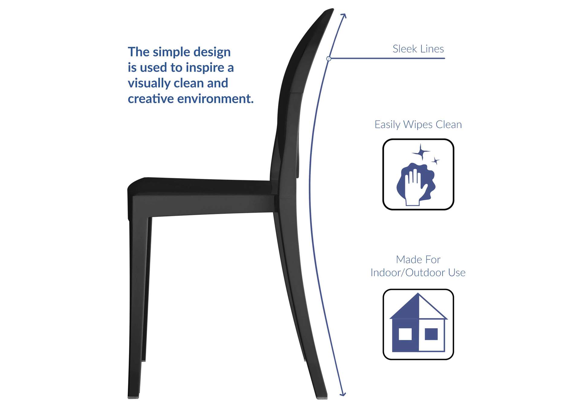 Black Casper Dining Side Chair,Modway