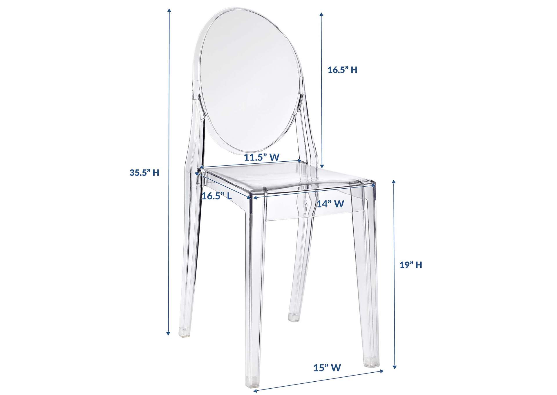 Clear Casper Dining Side Chair,Modway