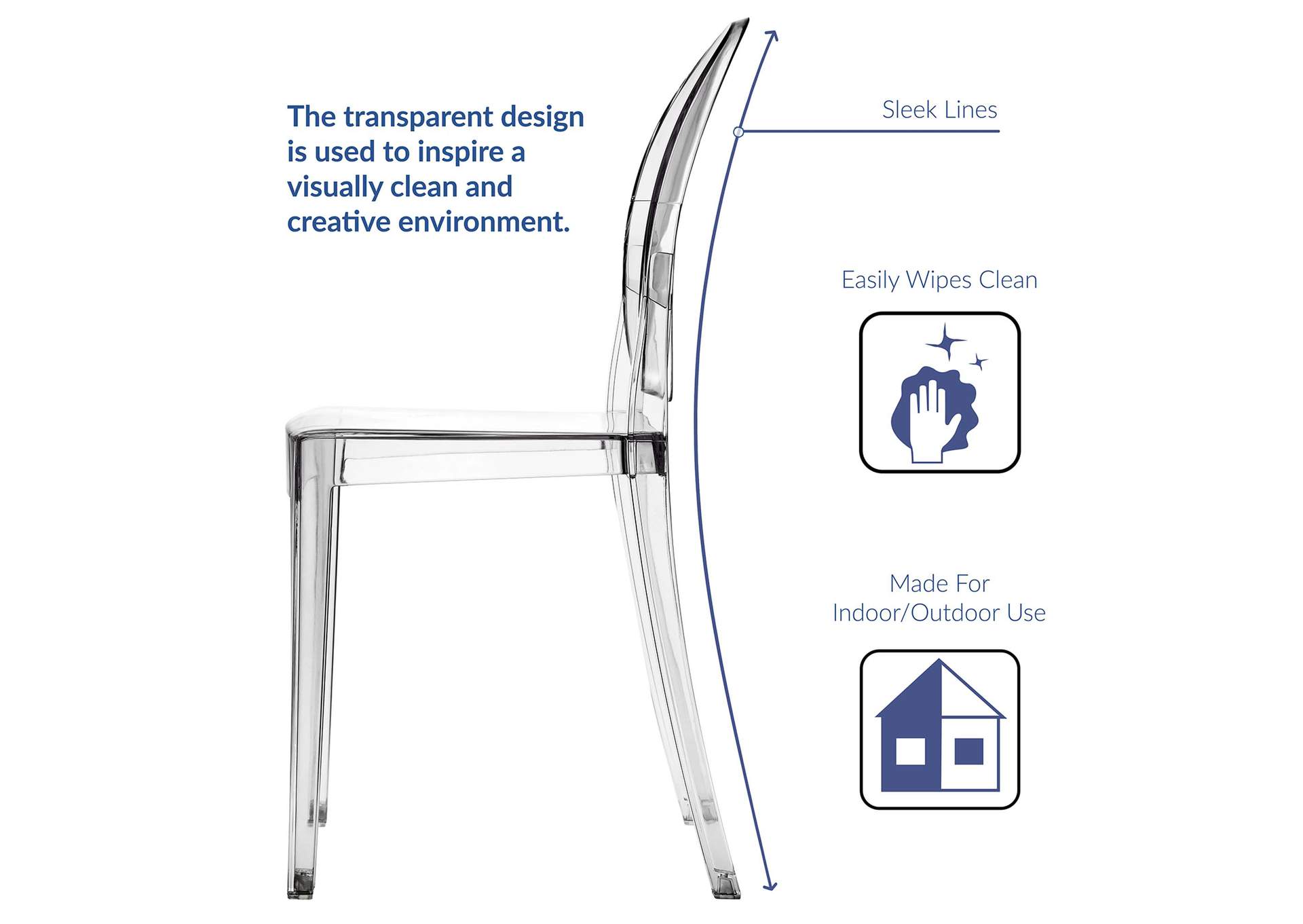 Clear Casper Dining Side Chair,Modway