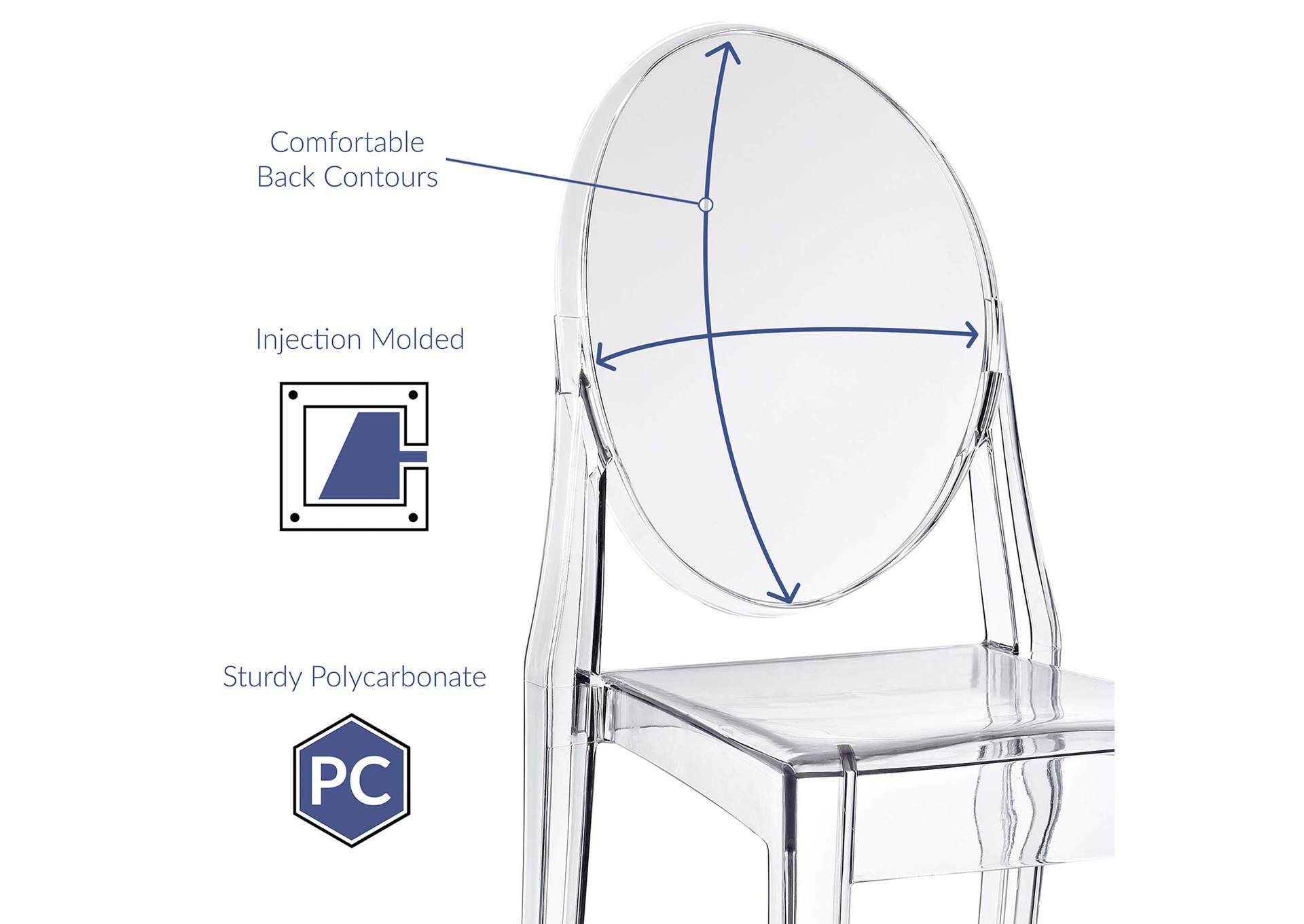 Clear Casper Dining Side Chair,Modway