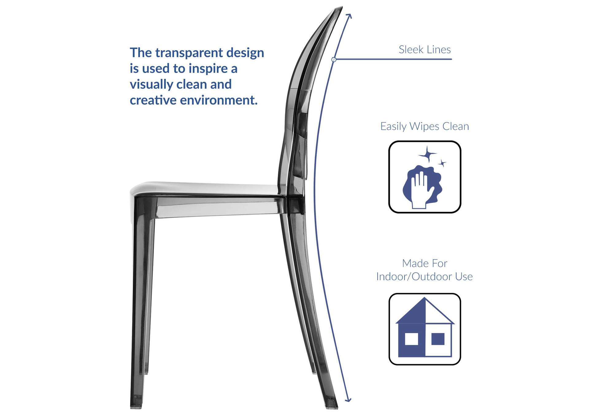 Smoke Casper Dining Side Chair,Modway